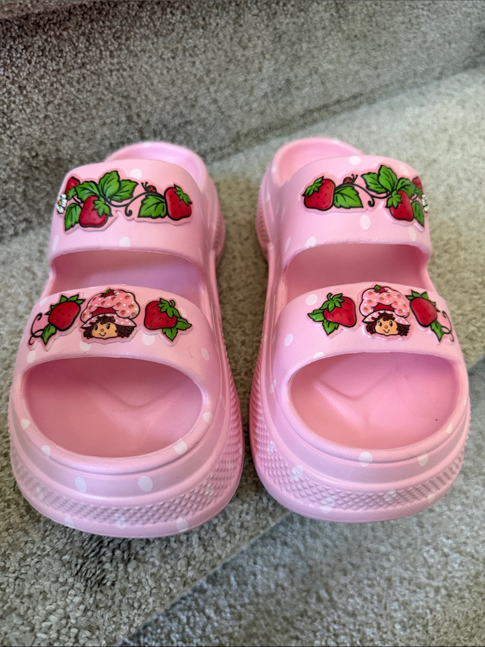 Kids Pink Strawberry Shortcake Slide Sandals